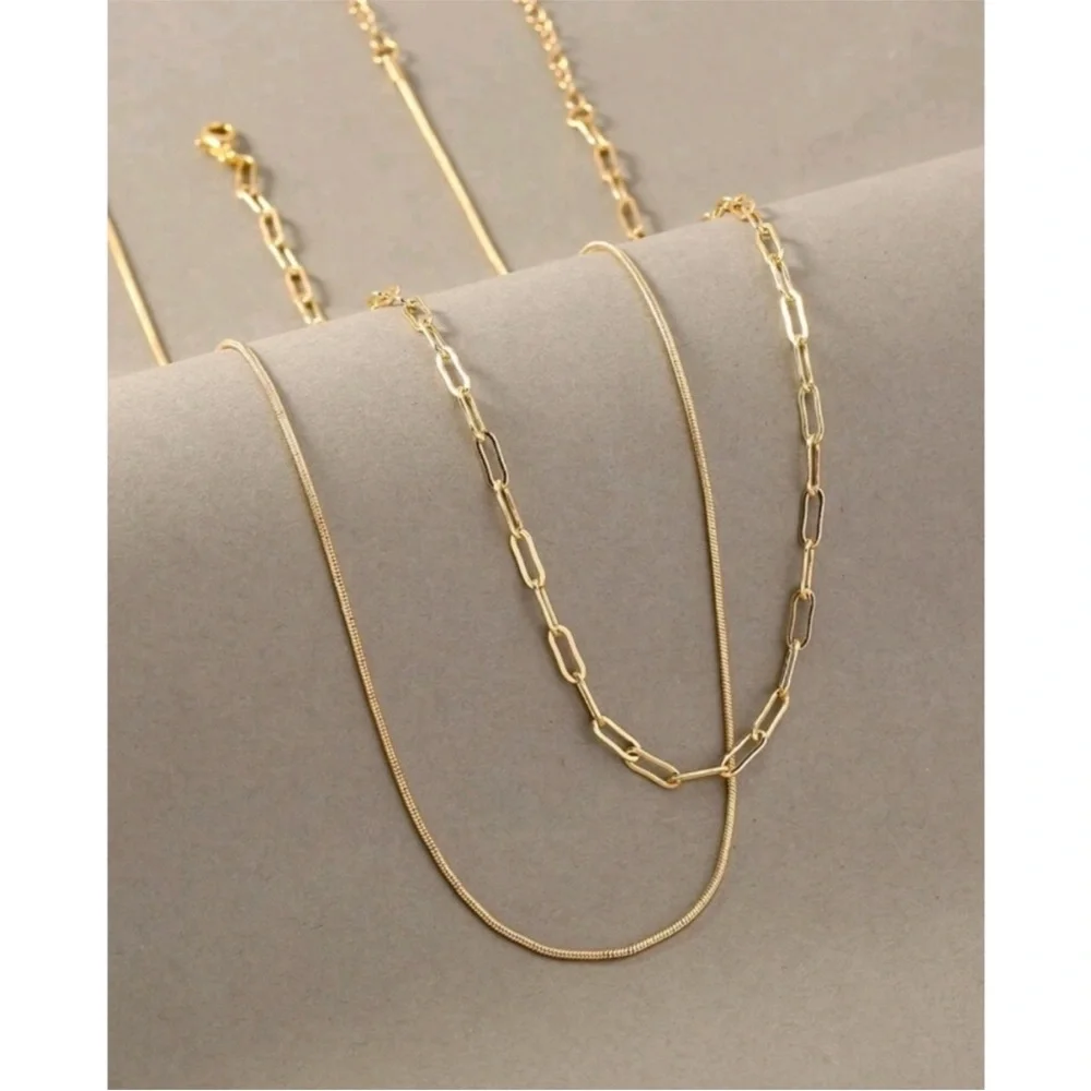 Anthropologie Florence Dainty Minimalist Layered Paperclip Chain Necklace -5 S